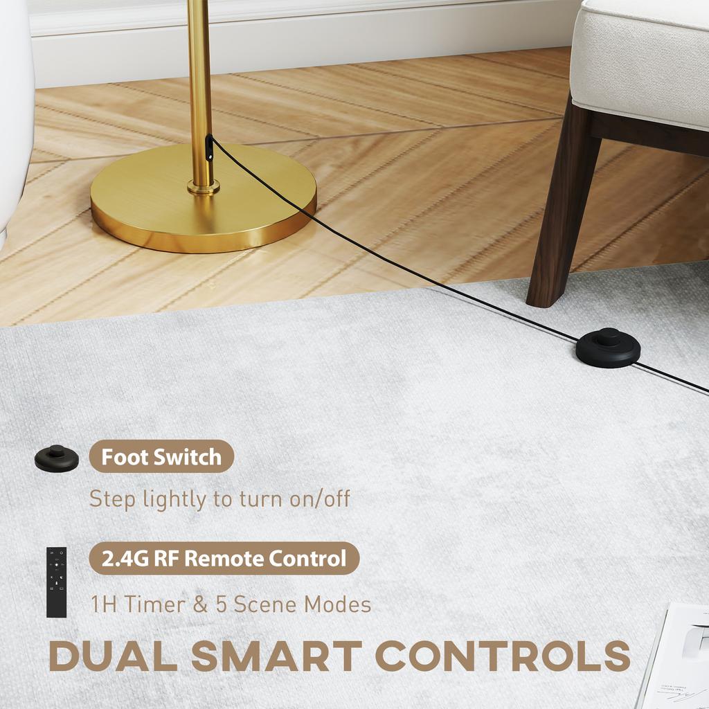 Floor Lamp with Remote, Height Adjustable Standing Lamp with Linen Shade, Dimmable with 3000K-6000K Adjustable Colour Temperatures