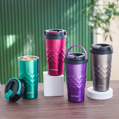 Leichter und einfacher isolierter Kaffeebecher, tragbarer Wasserbecher aus Edelstahl, kreativer Tragebecher, rautenförmiger Becher