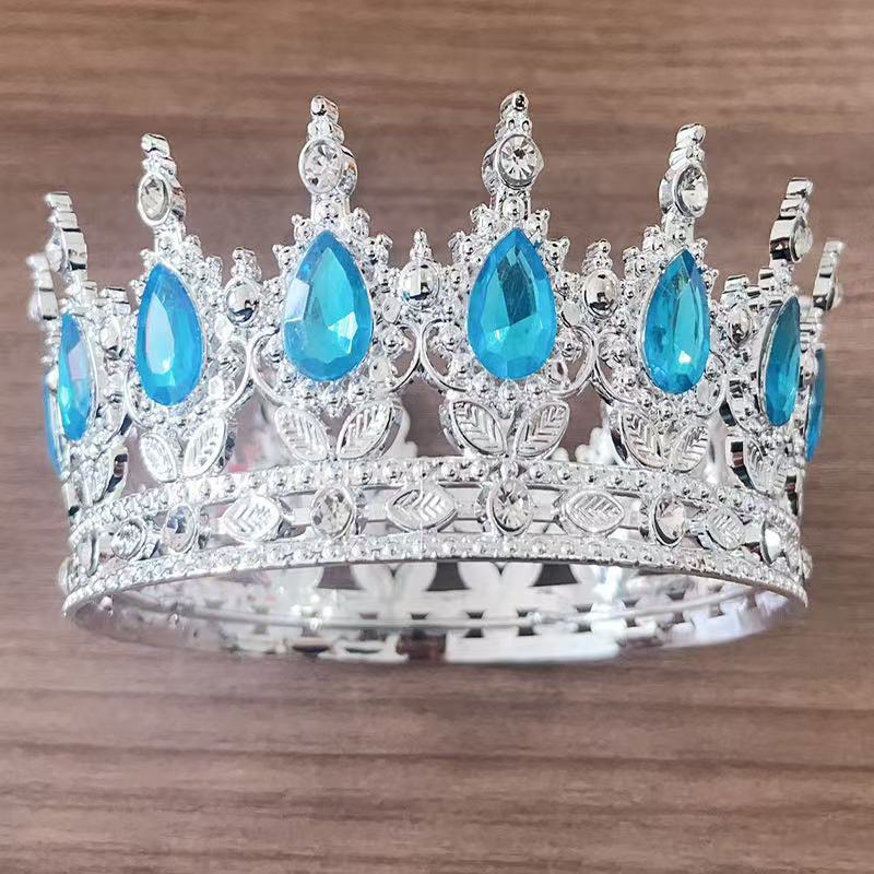 European and American Baroque Plastic Teardrop Crown Headwear for Brides Wedding Photography Accessories Full Round Coming of Age Ceremony Headwear