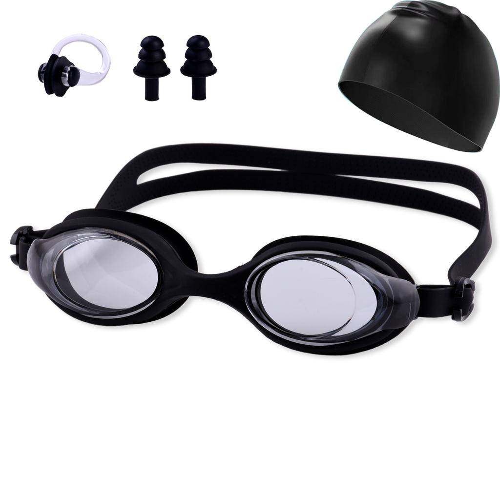 Adult Swimming Goggles High-definition Water and Fog-proof Swimming Goggles for Men and Women Swim Silicone Swimming Caps