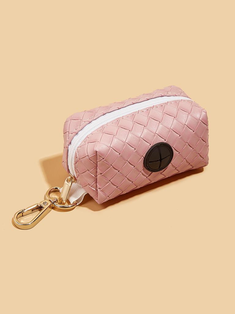 Premium Dog Poop Bag Holder for Leash,PU Leather Bag Dog Poop Bag Dispenser Pink Doggie Waste Bag Holder Puppy Poop Bag Carrier