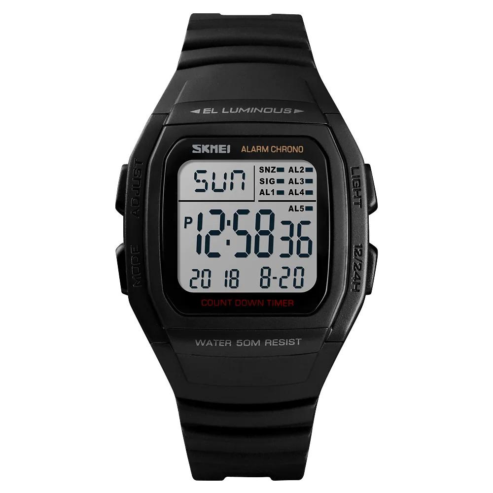 Skmei 1278 Waterproof Fashion Digital Led Sports Wrist Watch Watches for Mens With Pedometer as picture