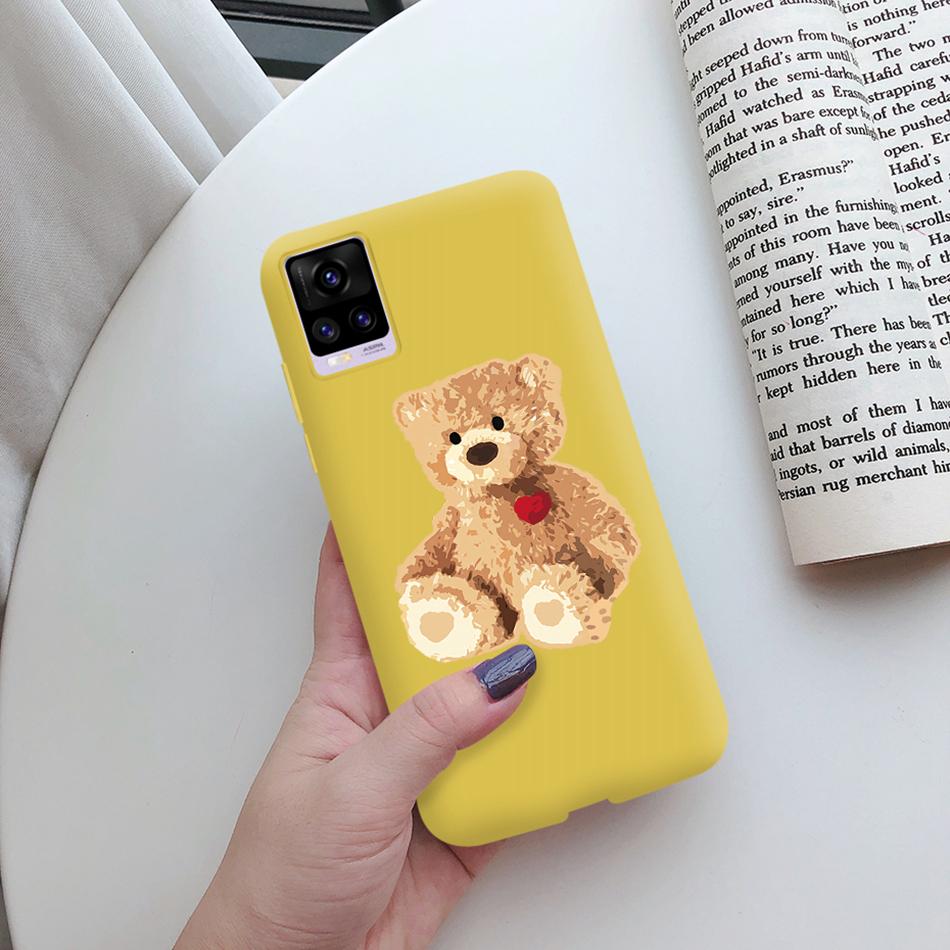 For Coque Vivo V20 Matte Silicon Case Cartoon Animals Cute Cat Pets Cactus Phone Back Cover For Vivo V20 V2025 V 20 VivoV20 Case