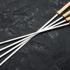 OEING Stainless Steel Wooden Handle BBQ Skewers