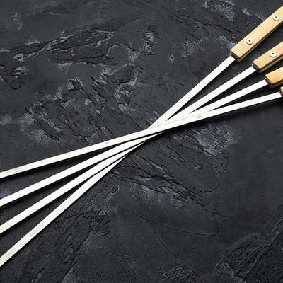 OEING Stainless Steel Wooden Handle BBQ Skewers