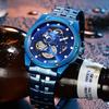 Imitation Mechanical Watch Double-sided Hollow Fashion Trend Men's Business Steel Band Calendar Watch