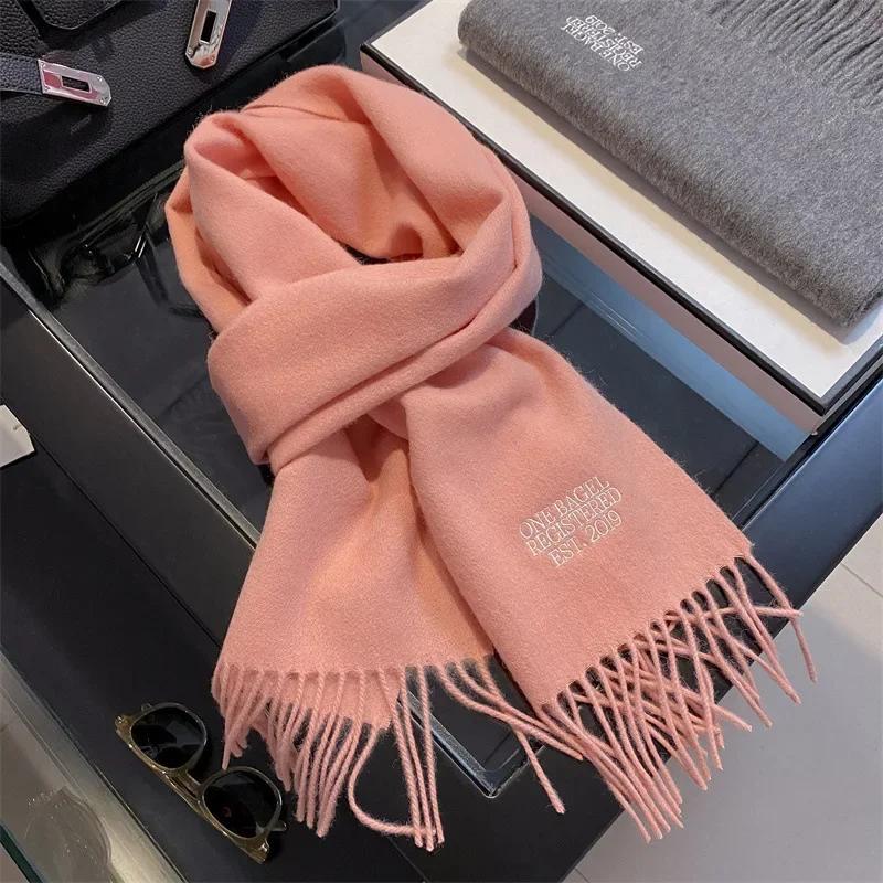 High Quality Soft Warm Thick Scarf Women Men 100% Wool Double-sided Tassel Muffler Male Female Thermal Classic Shawl Ladies