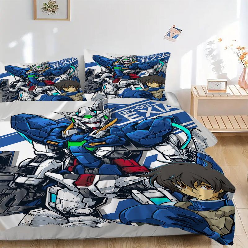 Mobile Suit Adventure Print 3Pcs Bedding Setduvet Cover With 2 Bedropillowcase Home Birthday Gift
