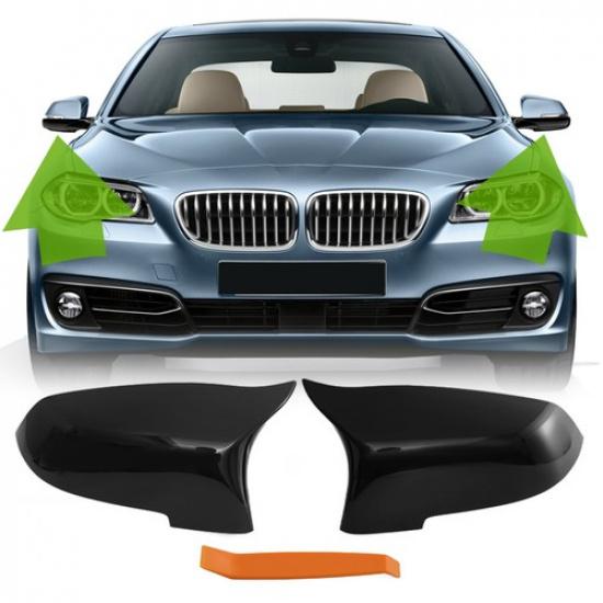 Gloss Black Rearview Mirror Covers Cap For 2014-2018 BMW 5Series F10 F11 F18 LCI