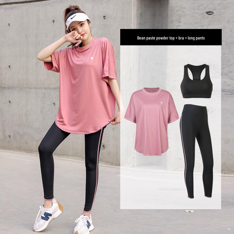Women's Plus Size Yoga Set: Loose Short Sleeve T-Shirt & Gym Shorts