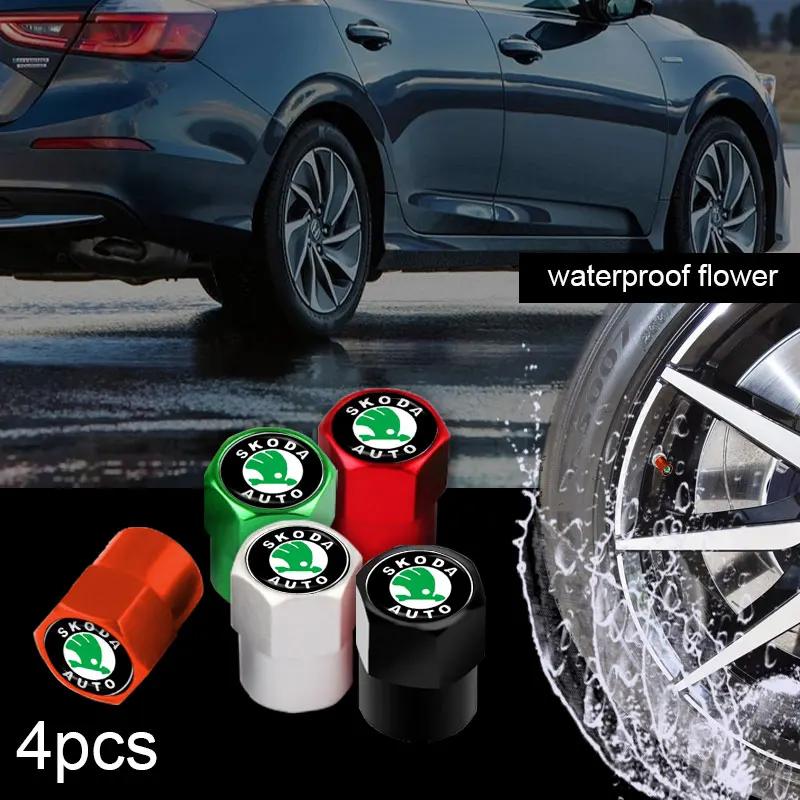 2025 Hot Automobiles 4 Pcs Tire Wheel Tyre Valve Stem Hex Caps Case Sleeve Cover Left Right Front Rear for Skoda Fibia 2 Superb