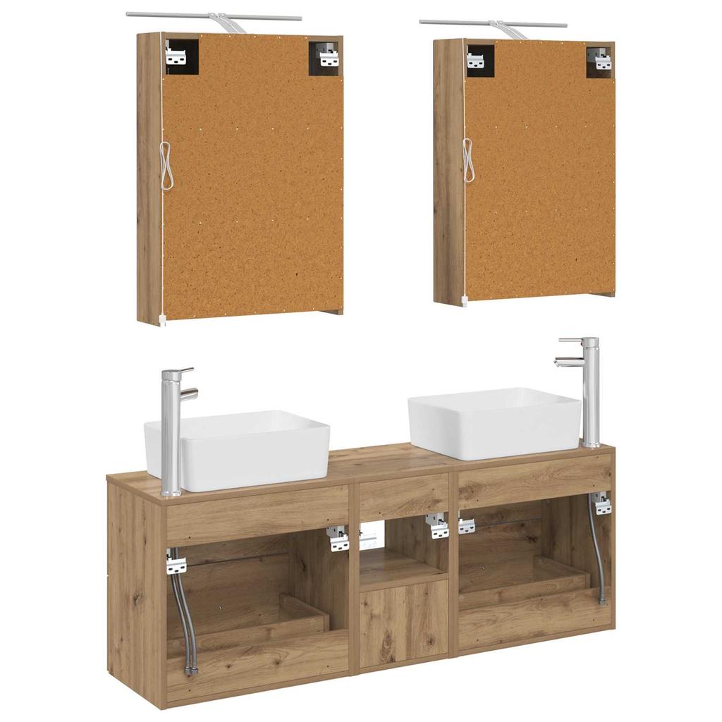 Bathroom Furniture Set 5 pcs Artisan Oak Engineered Wood and Glass