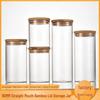 80mm High Borosilicate Glass Bottle with Cork Stopper and Bamboo Lid for Planting Flowers and Grass