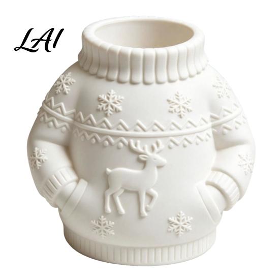Decorative Stationery Storage 3D Printed Sweater Pen Holder Creative Desk Organizer with Elk Snowflake Relief for Home Organized Accessories