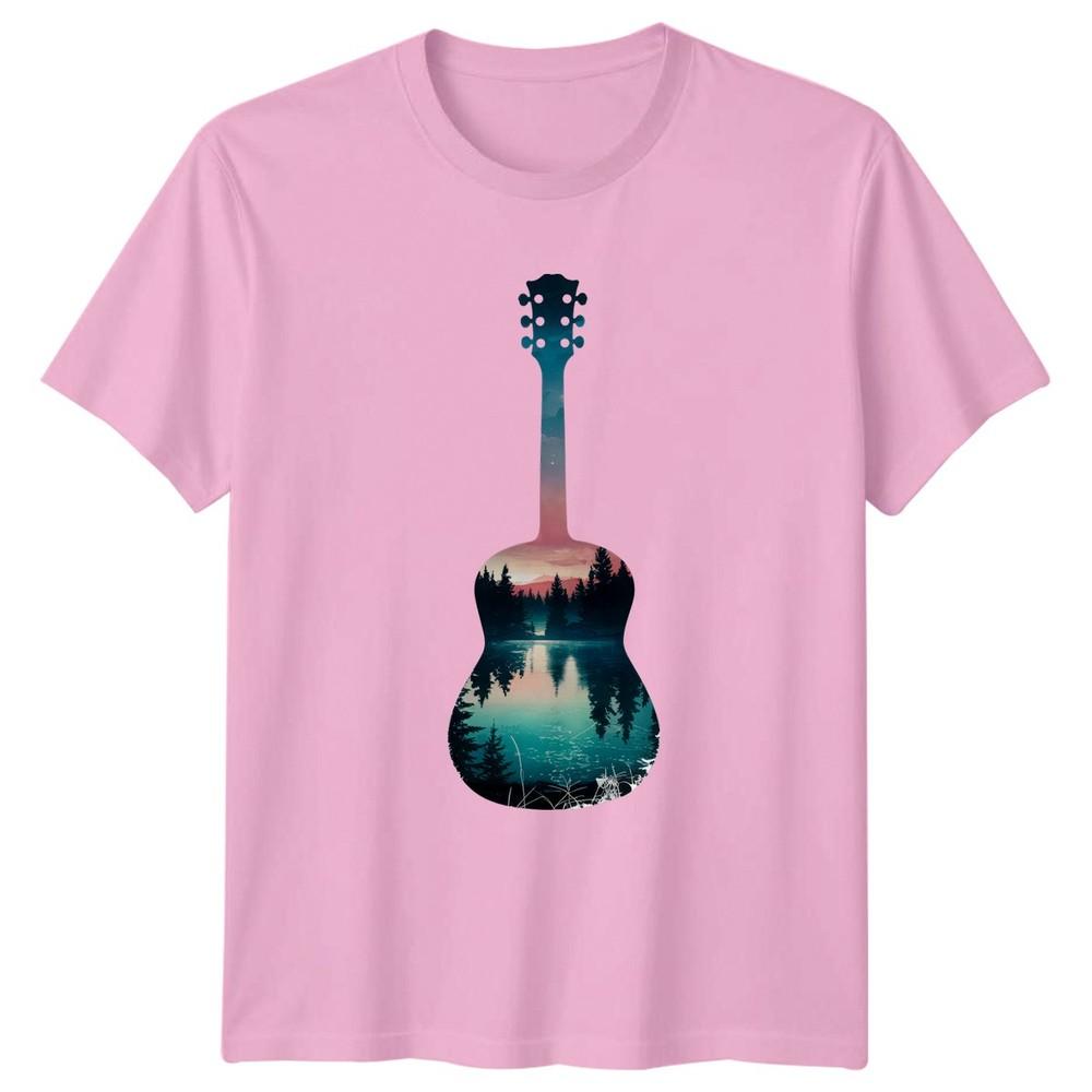 Nature Landscape Guitar Art TShirt Forest Lake Music Nature Birthday Gift