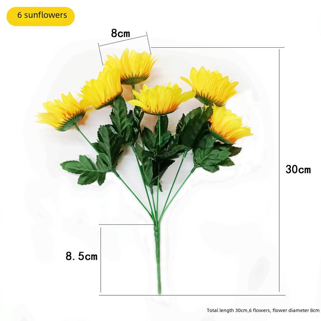 Künstlicher Sonnenblumenstrauß: Kurzer Stiel aus Seidenstoff für die Dekoration des Hochzeitssaals