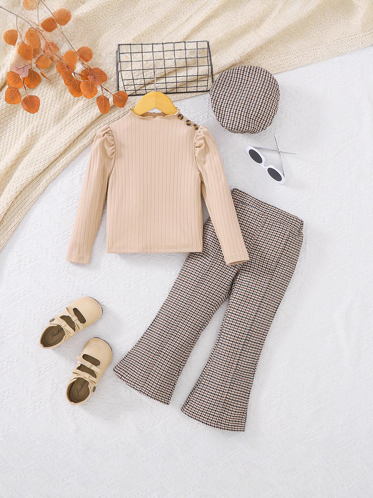 

Toddler Girls Rib-Knit Top & Plaid Wide-Leg Pants 3-Piece Set (Ages 4-7) 5 Years різнокольоровий