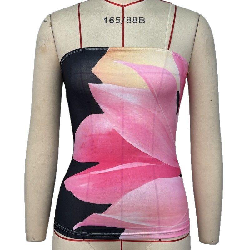 

Принтованный топ-труба Женский Летний Новый Топ без рукавов Жилет Женский XL чёрный