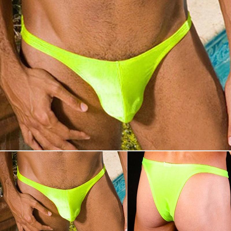 1Pc Men G-string Nylon Thongs Convex Panties Sexy Briefs Solid Color Underwear