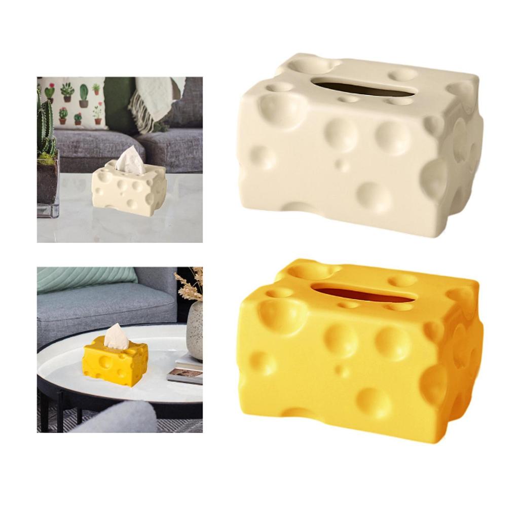 Tissue Box Cheese Shaped Tissue Paper Holder Art Tissue Holder Tissue Dispenser for Bedroom Bathroom Washroom Restroom Kitchen