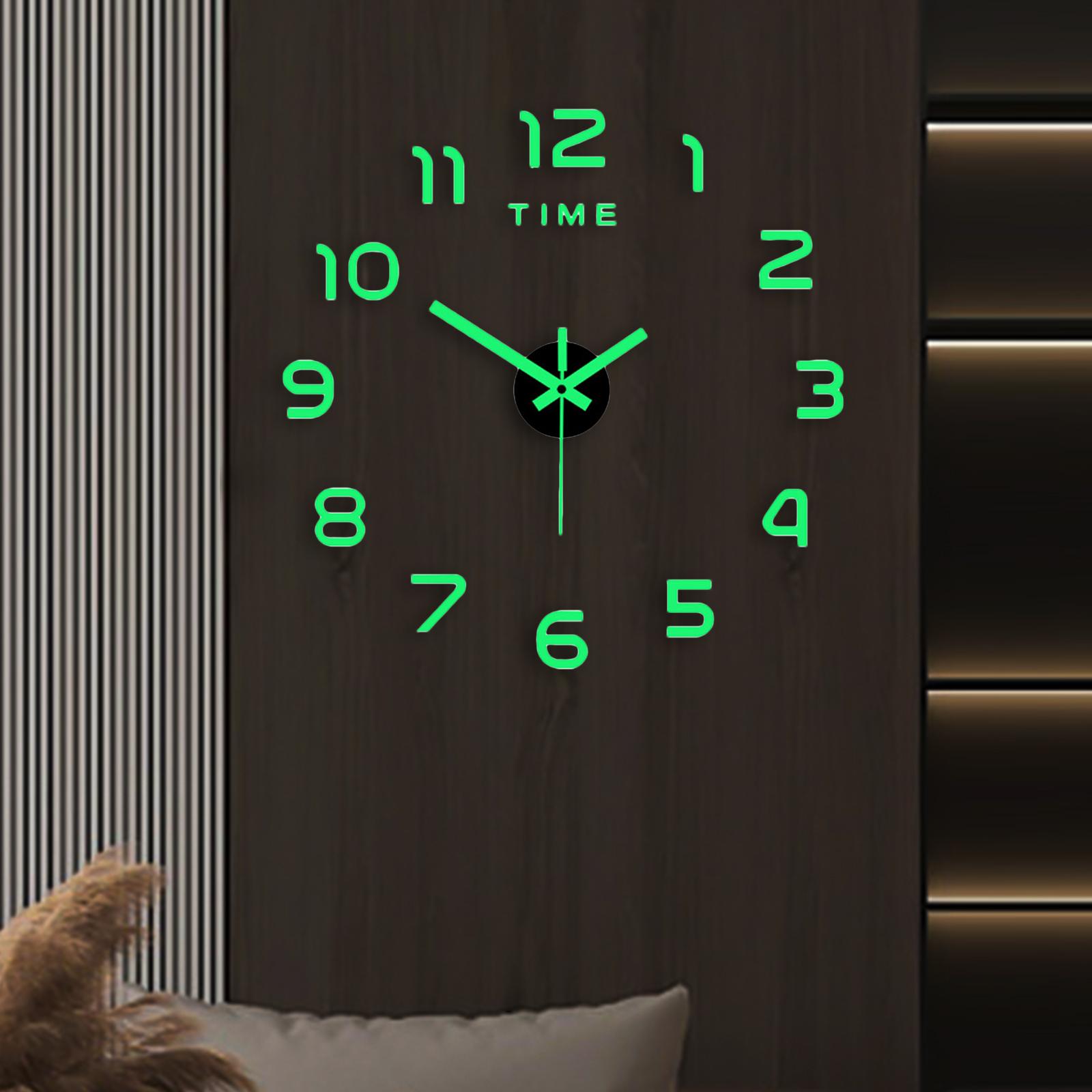 Luminous Wall Clock Stickers Silent Non Ticking Minimalist DIY Wall Clock for Office Bedroom Living Room Kitchen Home Decoration