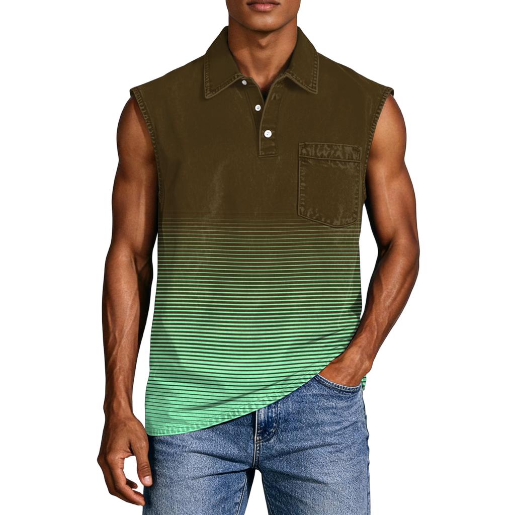 Men's Casual Pocket Button Collar Sleeveless Vest