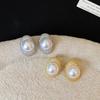 Silver Needle Zircon Oval Pearl Stud Earrings – Elegant, Niche, High-End Ear Jewelry for Women.