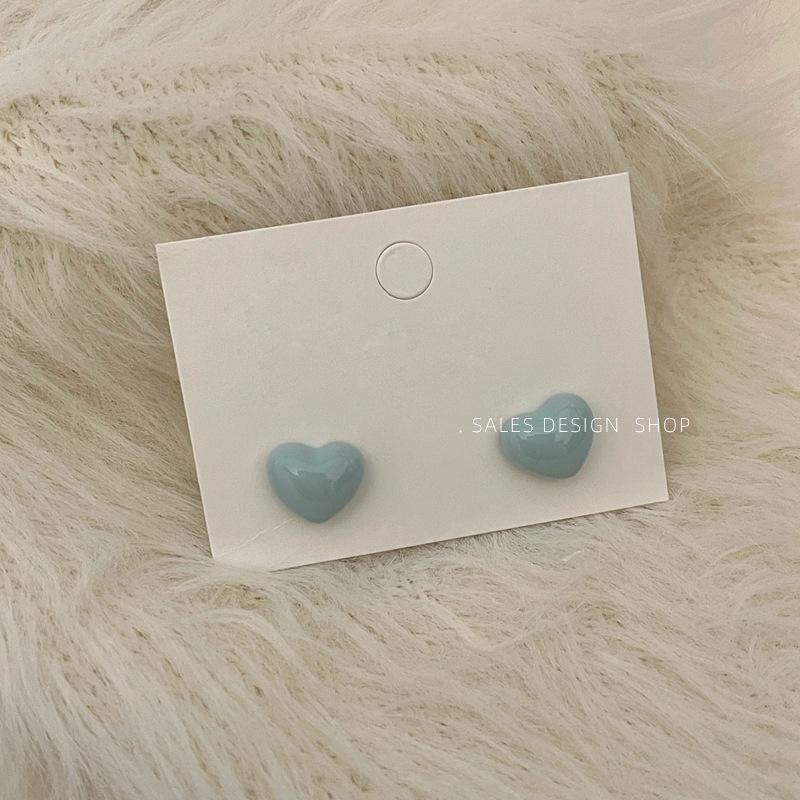 Korean Style Heart Macaron Stud Earrings - Cute, Fashionable, and Girly Accessory