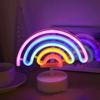 Colorful LED Neon Sign Nightlight with Base Battery USB Dual-use Rainbow-shaped Neon Light Creative 3D Acrylic LED Neon Lamp