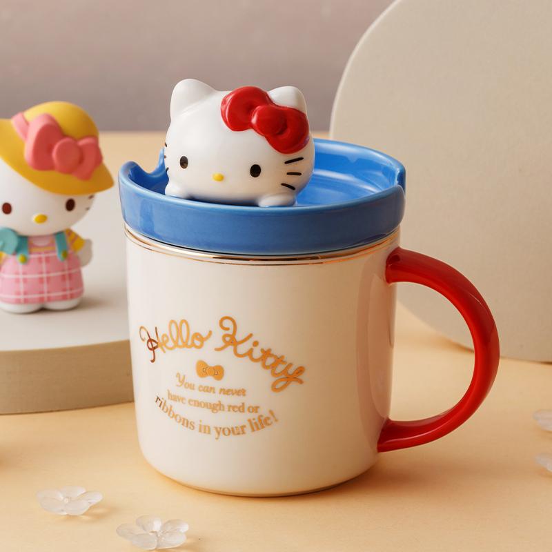 

Для Sanrio Hello Kitty Cinnamoroll Melody Керамическая кружка Чашка для воды с 3D крышкой-куклой Детская Домашняя Для завтрака Молоко Сок Кружка Чашка для кофе 320ML