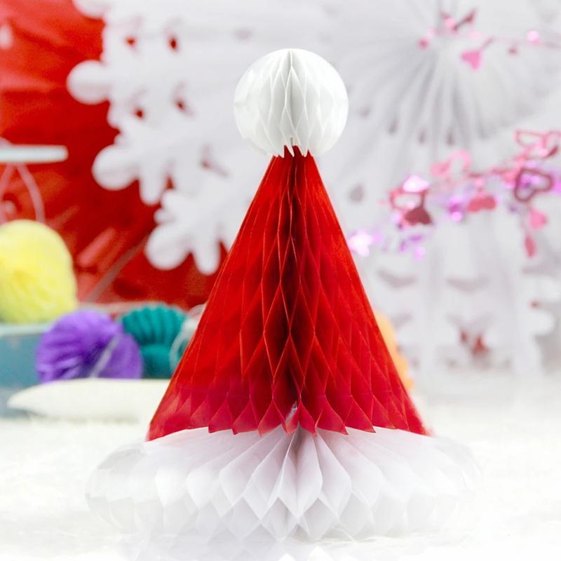3/4/5/10PCS 20cm Christmas Tree Ornament Honeycomb Christmas Hats Hanging Pendant DIY New Year Xmas Party Decoration Home Market