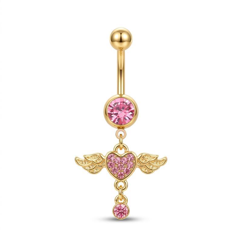 Dainty Zircon Pendant Belly Button Ring for Women Shiny Crystal Star Navel Jewelry Rust-proof for Beach Vacation