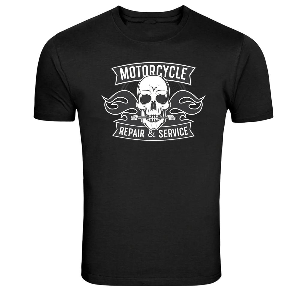 Skull Motorcycle Repair Service Mechanic Graphic T Shirt