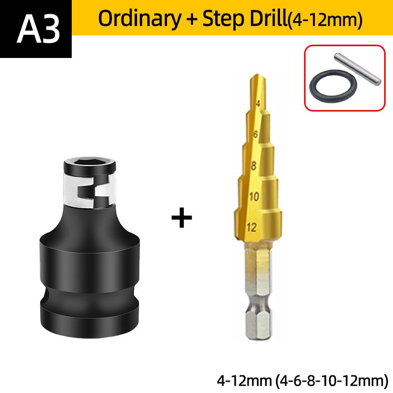 

Титановое ступенчатое сверло HSS 4-12 мм, металлическая пила для резки отверстий, сверлильный инструмент, 1/2 квадратный привод на 1/4 переходник с шестигранной головкой
