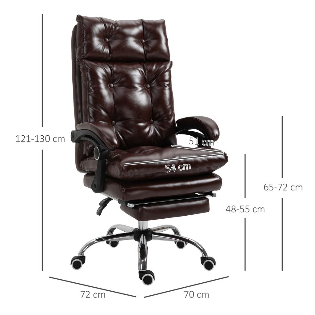Office armchair ergonomic office chair with adjustable height reclining backrest retractable footrest brown