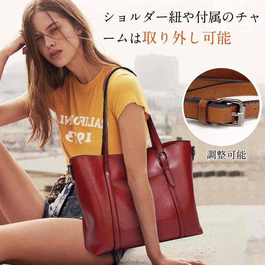 [7-livehouse] Women's Tote Bag, Large Capacity PU Leather Shoulder Bag, Fits A4 Size, 2-Way Shoulder Strap, Inner Pocket, Crossbody Bag, Popular for