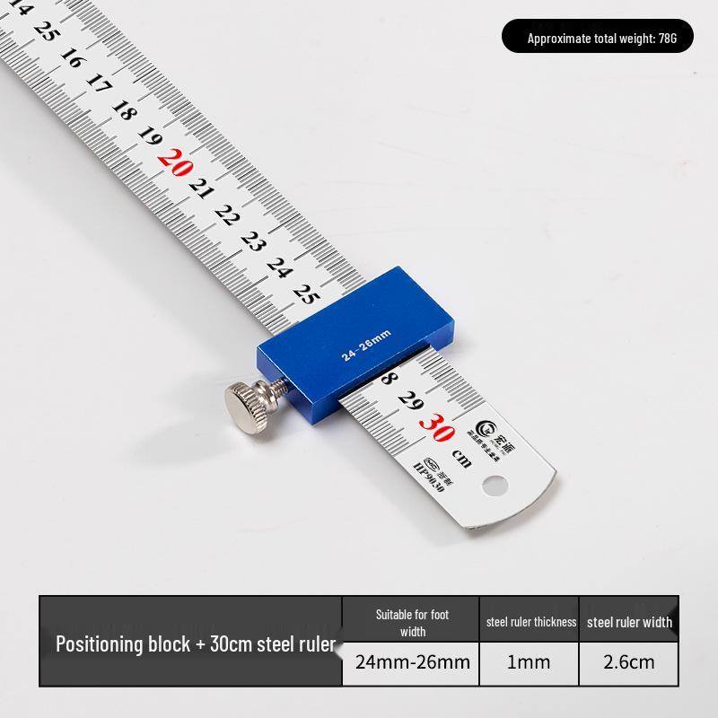 Adjustable Steel Ruler Block: Movable Positioning & Marking Guide