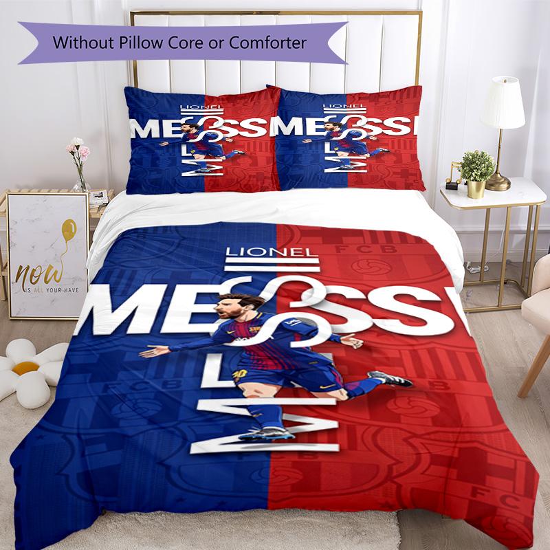 Set Biancheria da Letto Messi Copripiumino Traspirante con Federe Biancheria da Letto Decorativa per Camera da Letto Decorazione Casa Regalo di Compleanno