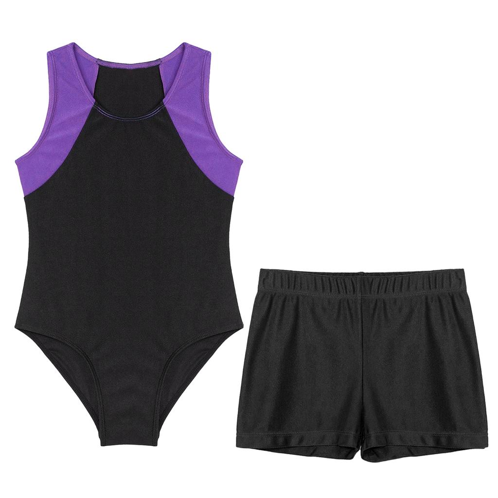 Dětská chlapecká kombinéza Unitard bez rukávů s šortkami Gymnastic Workout Biketard Trikot