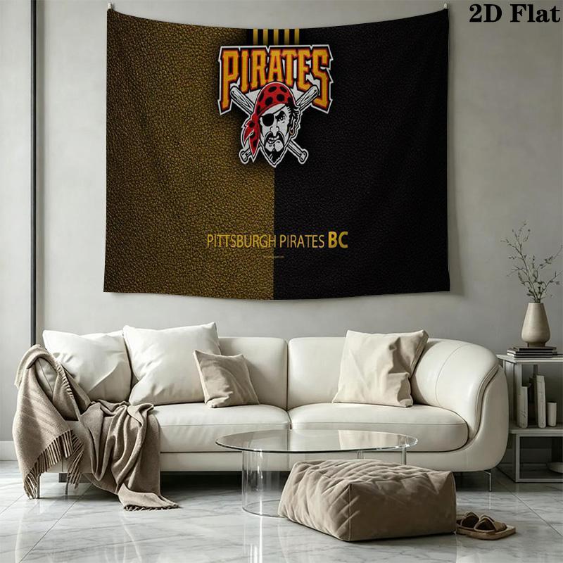 Pittsburgh Pirates Logo Wall Tapestry Aesthetic Wall Hanging Printed Fabric Blanket Decorative Tapestries for Bedroom Living Room Home Decor