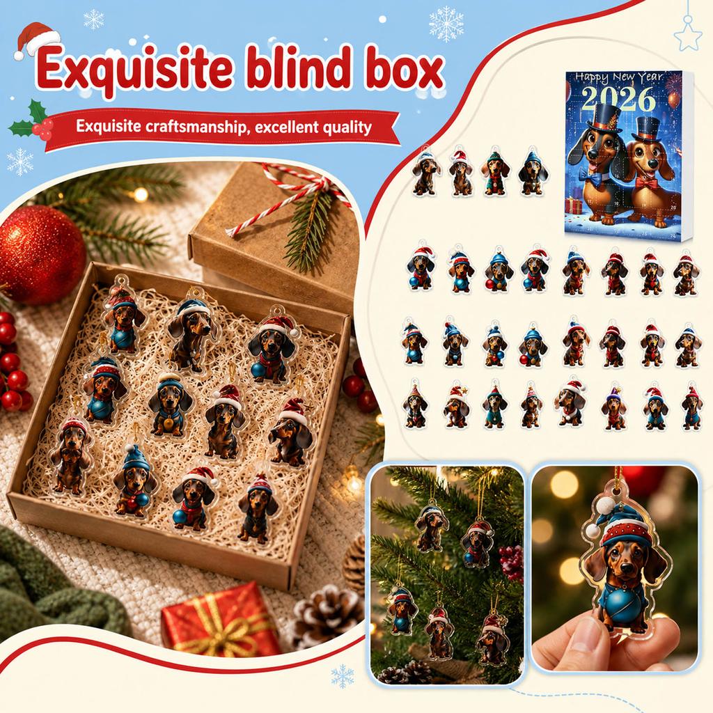 Christmas Advent Calendar with and Acrylic Tree Ornaments
