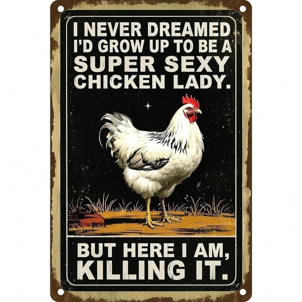 

Metal Wall Art Decor, Retro Chicken Poster for Kitchen Bar, Vintage Tin Sign Farmhouse Style