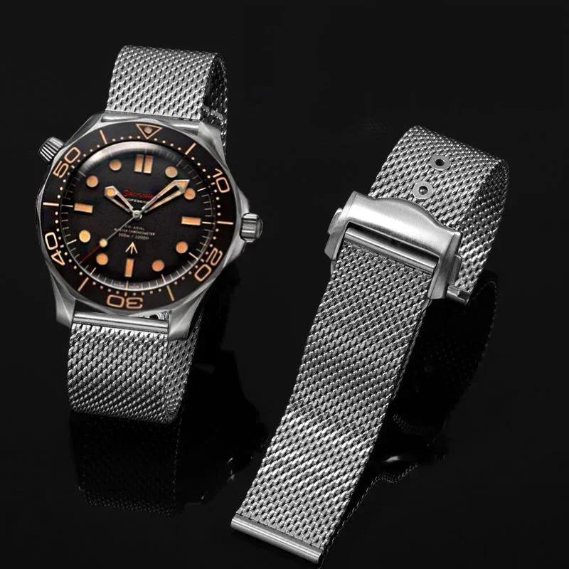 For Omega 007 Milan watch strap seahorse 300 flawless death Observatory rhubarb bee steel bracelet 20mm Watchbands