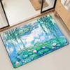Felpudo de Puerta Alfombra de Piso Decorativa Versátil de Franela Secado Rápido Absorbente Suela Antideslizante Microfibra de Baño Pintura al Óleo Lotus M-Monet