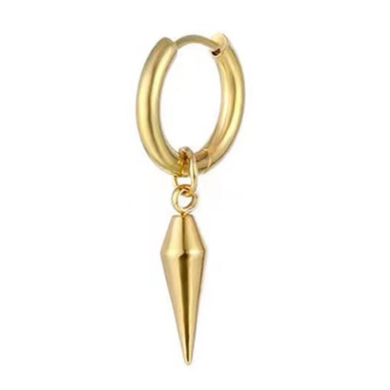 Orecchino a cerchio Punk con punta affusolata in acciaio inossidabile con borchia forata geometrica per donne uomini Hip Hop Rock Style Gioielli per orecchie