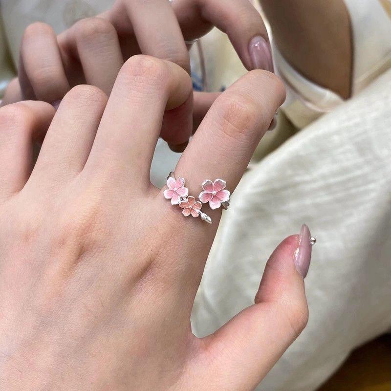 Adjustable Rings Elegant Minimalist Rings Gradient Flower Ring Opening Rings Women Jewelry