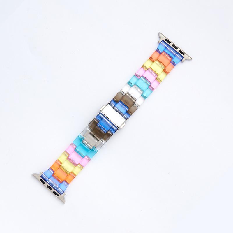 Compatible Apple Watch Transparent Rainbow Resin Strap for Series 5/6/7/8/SE.
