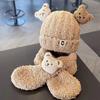 2er Set Winter Baby Mützen und Schal Niedlicher Bär Verdickte Warme Mützen für Jungen und Mädchen Winddichtes Fleece Kinder Baby Beanie