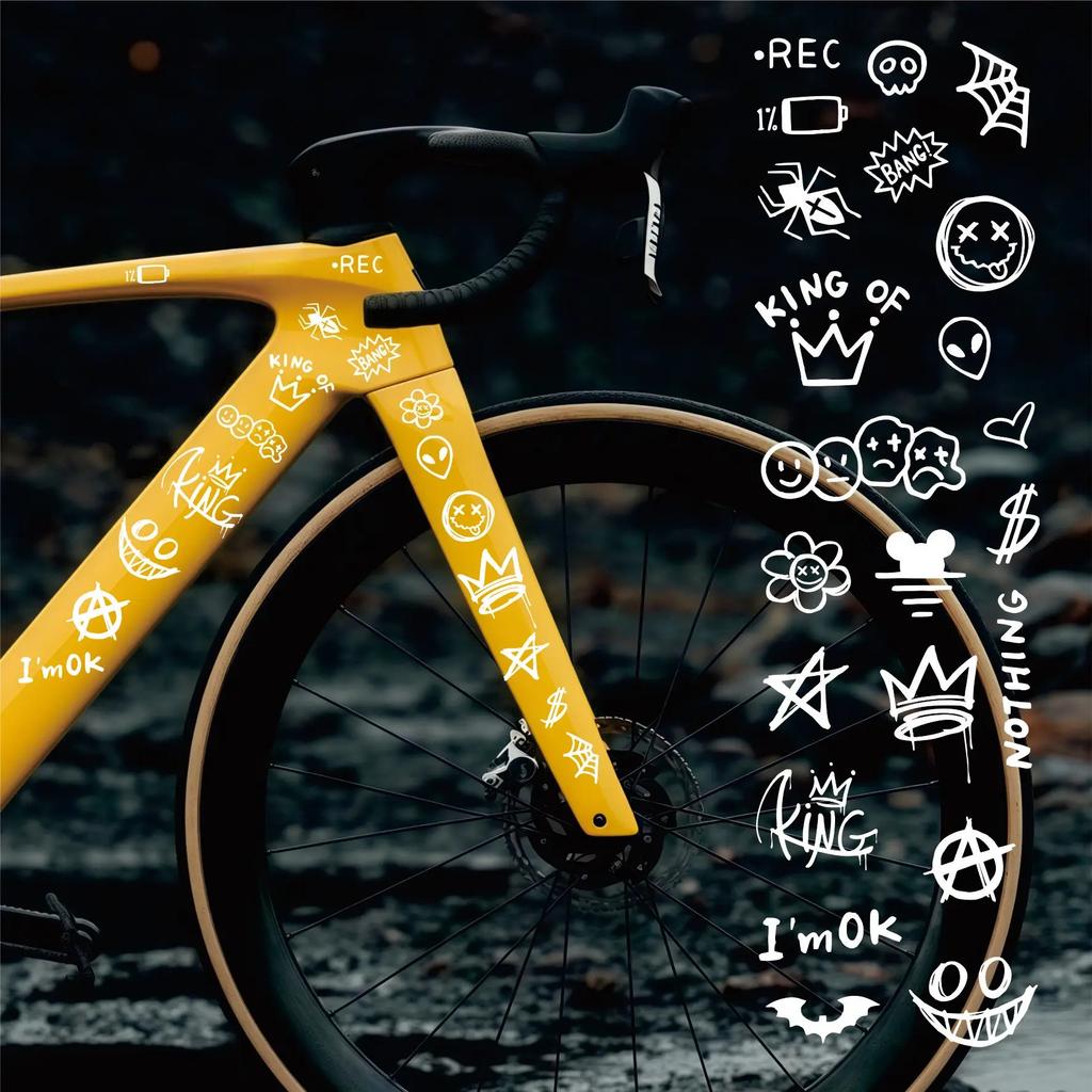 Adesivi per Bicicletta Graffiti Cartoni Animati Per Telaio Bicicletta Tubo Superiore Fai da Te Riflettenti Impermeabili Adesivi per Ciclismo Adesivo per Telaio Bici da Strada
