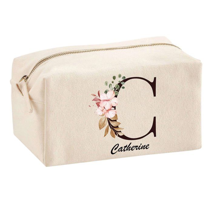 Trousse multifonction Catherine Lettre Fleur Cadeau Anniversaire Noël Idée Personnalisé | Trousse Scolaire Fournitures Bureau